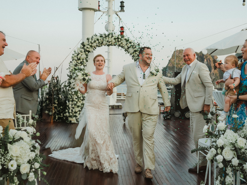 Halong Bay wedding on sundeck