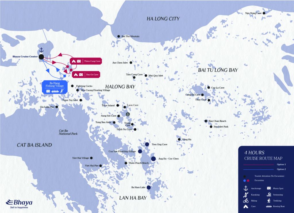 4-hour halong bay day cruise routemap