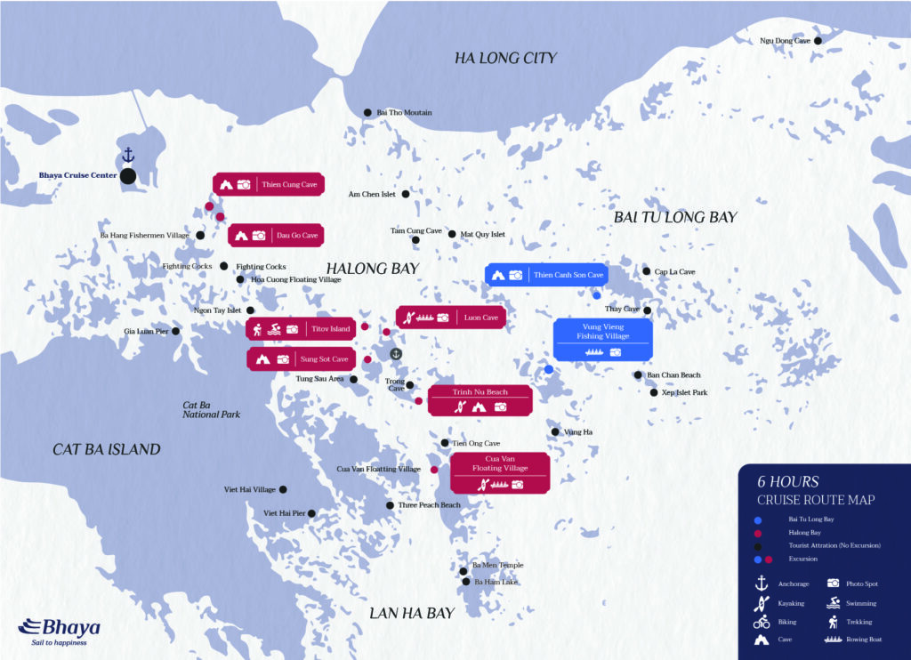 6-hour Halong Bay day cruise routemap