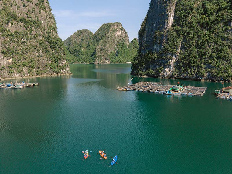 Cua Van floating village among the karsts of Ha Long Bay